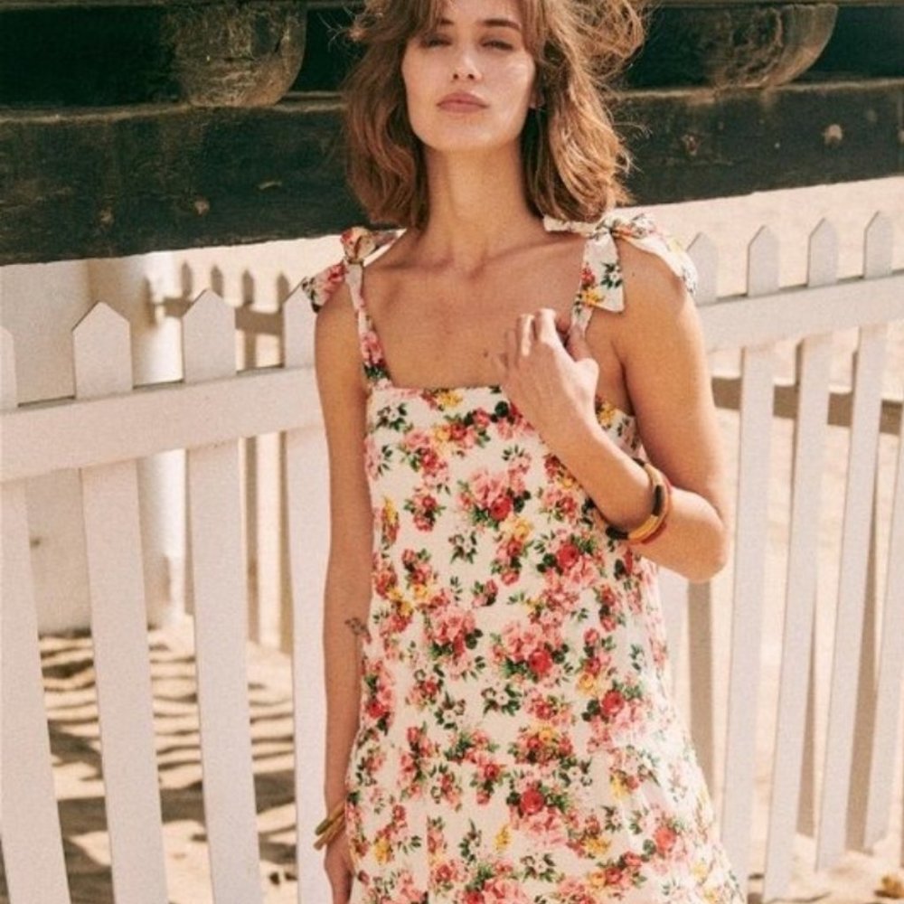Sezane Anne Dress - Bouquet of pink cotton plumetis Size US 6/FR 38